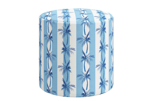 The Ottoman, Cabana Stripe Palms Blue