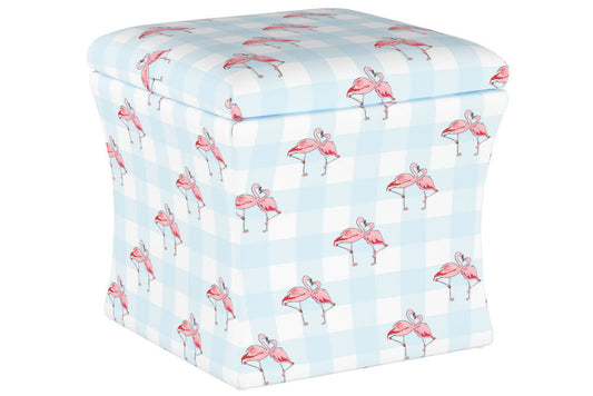 Product image for The Storage Ottoman, Flamingo Gingham Blue