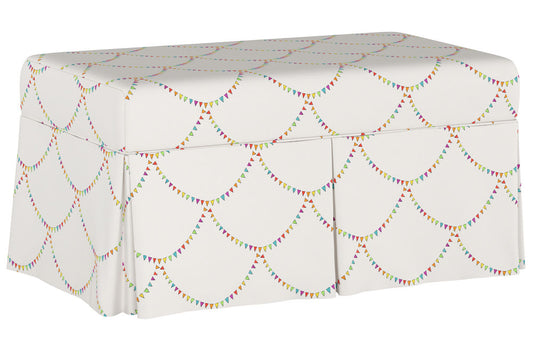 Product image for The Skirted Storage Bench, Bunting Scallop Multi