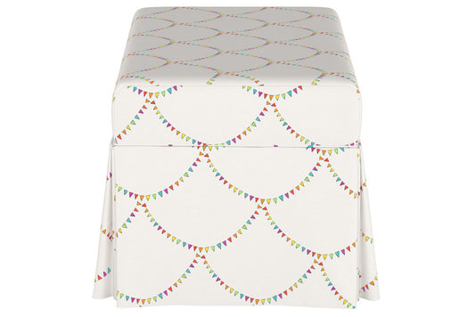 The Skirted Storage Bench, Bunting Scallop Multi