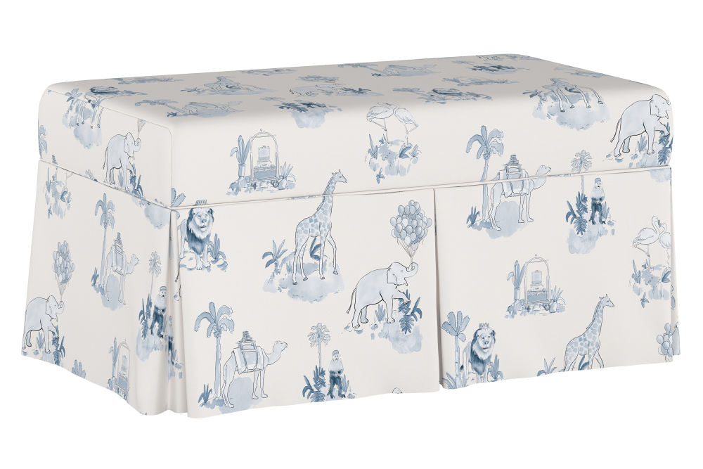 The Skirted Storage Bench, Toile Blue