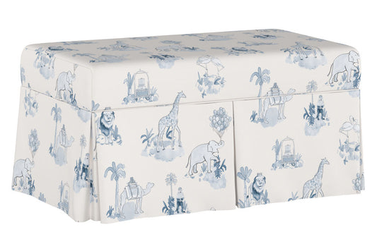 Product image for The Skirted Storage Bench, Toile Blue