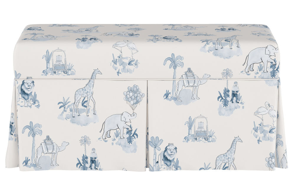 The Skirted Storage Bench, Toile Blue