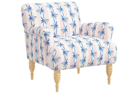 The Armchair, Cabana Stripe Palms Coral