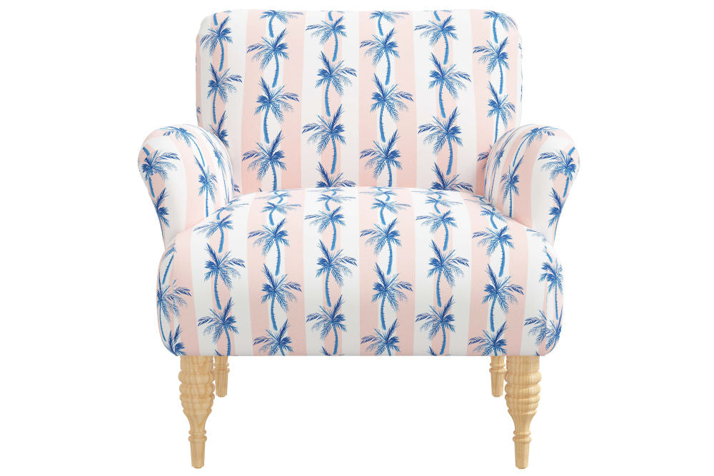 The Armchair, Cabana Stripe Palms Coral