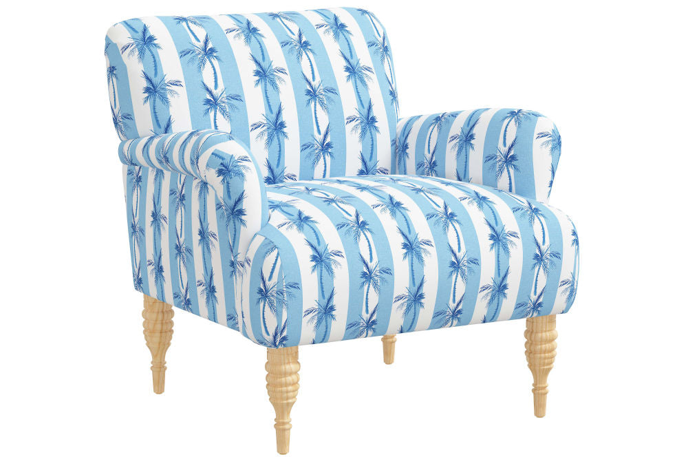 The Armchair, Cabana Stripe Palms Blue