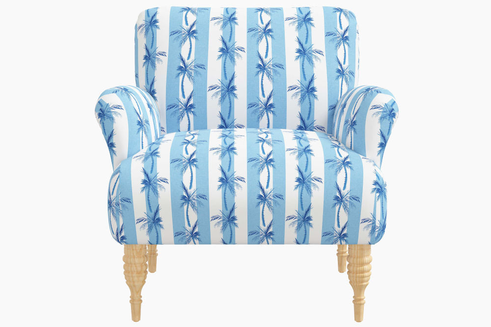 The Armchair, Cabana Stripe Palms Blue