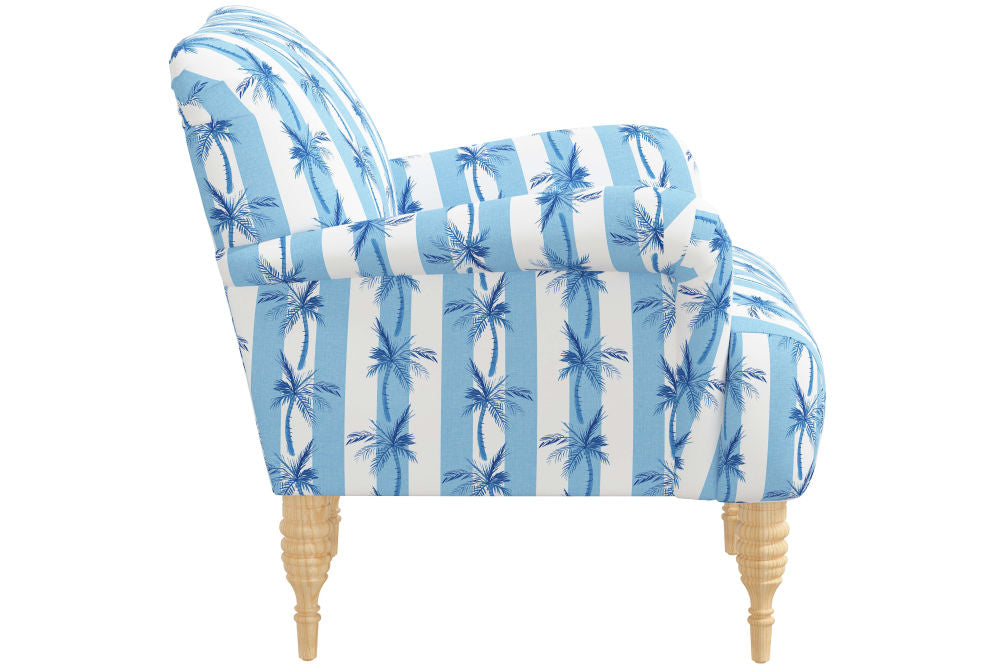 The Armchair, Cabana Stripe Palms Blue