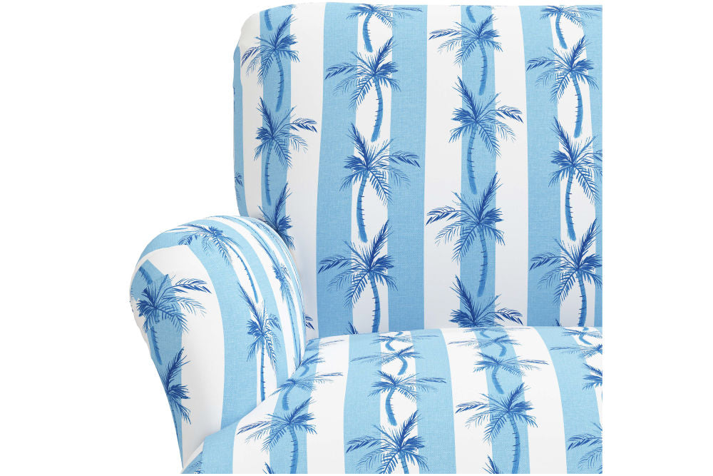 The Armchair, Cabana Stripe Palms Blue