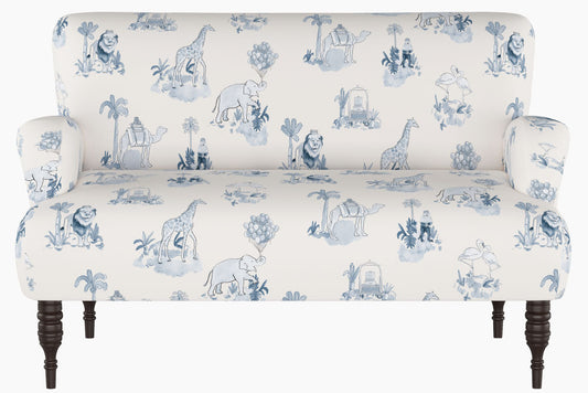 Product image for The Chaise Settee, Toile Blue