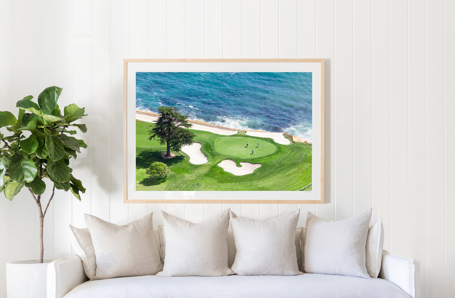 2024 Golf Pebble Beach No 18 Framed Lithograph 30in x 24in