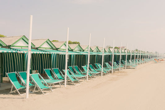 Product image for Green and White Striped Cabanas, Venice