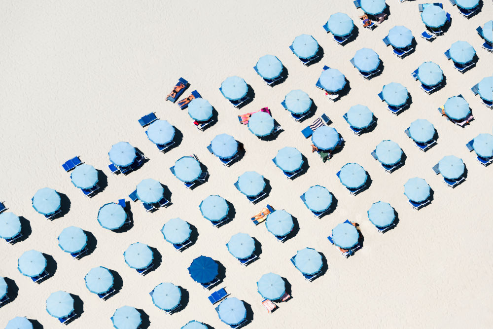 Light Blue Umbrellas, Italy