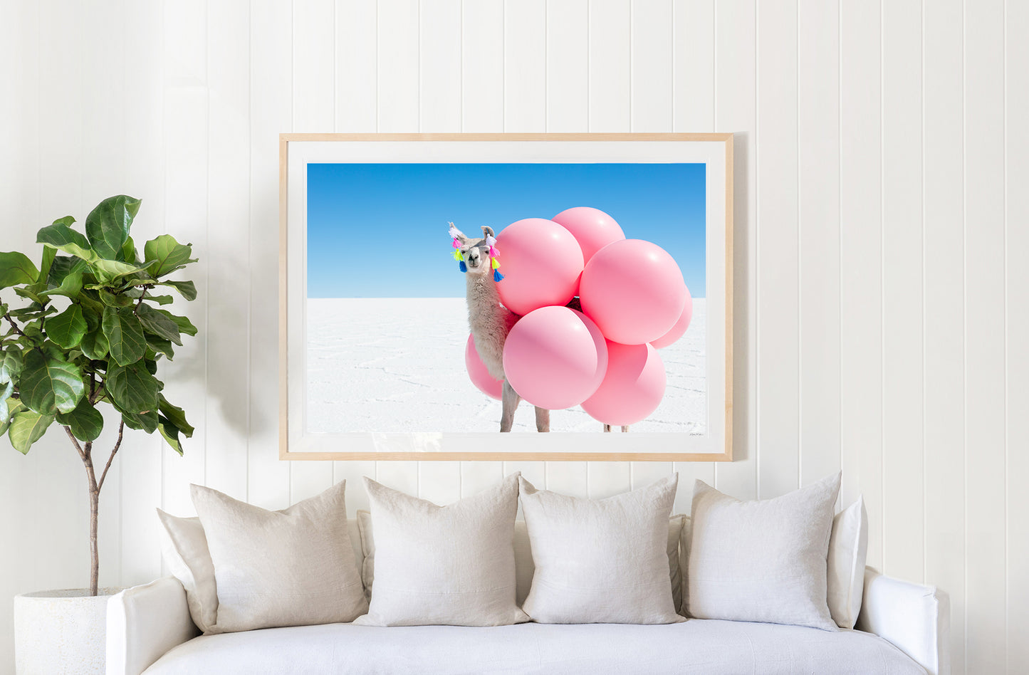 Llama with Pink Balloons and Tassels