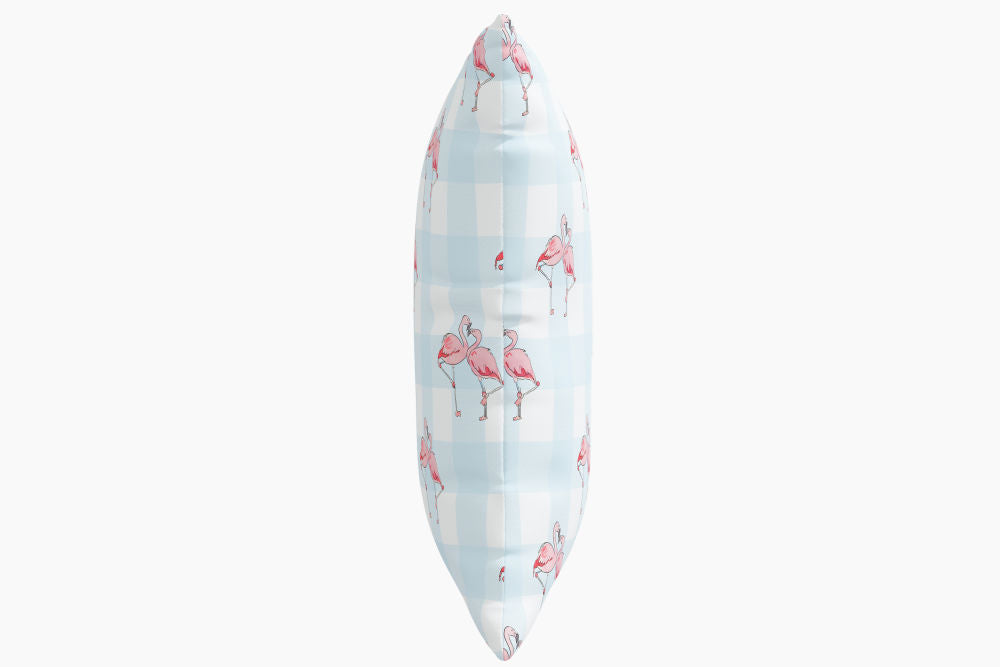 The Decorative Pillow, Flamingo Gingham Blue