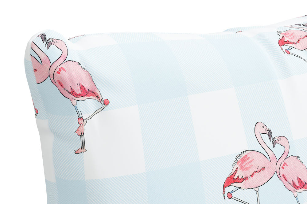 The Decorative Pillow, Flamingo Gingham Blue