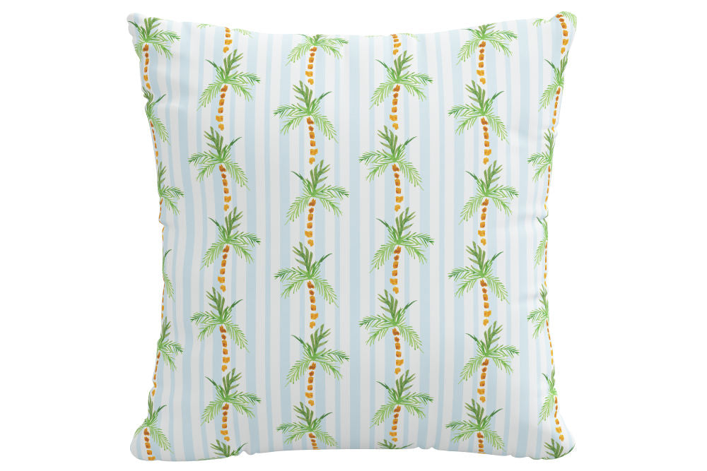 The Decorative Pillow, Palm Tree Stripe Blue