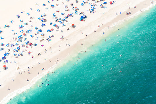 Product image for Point Pleasant Blue and White Striped Umbrellas, New Jersey