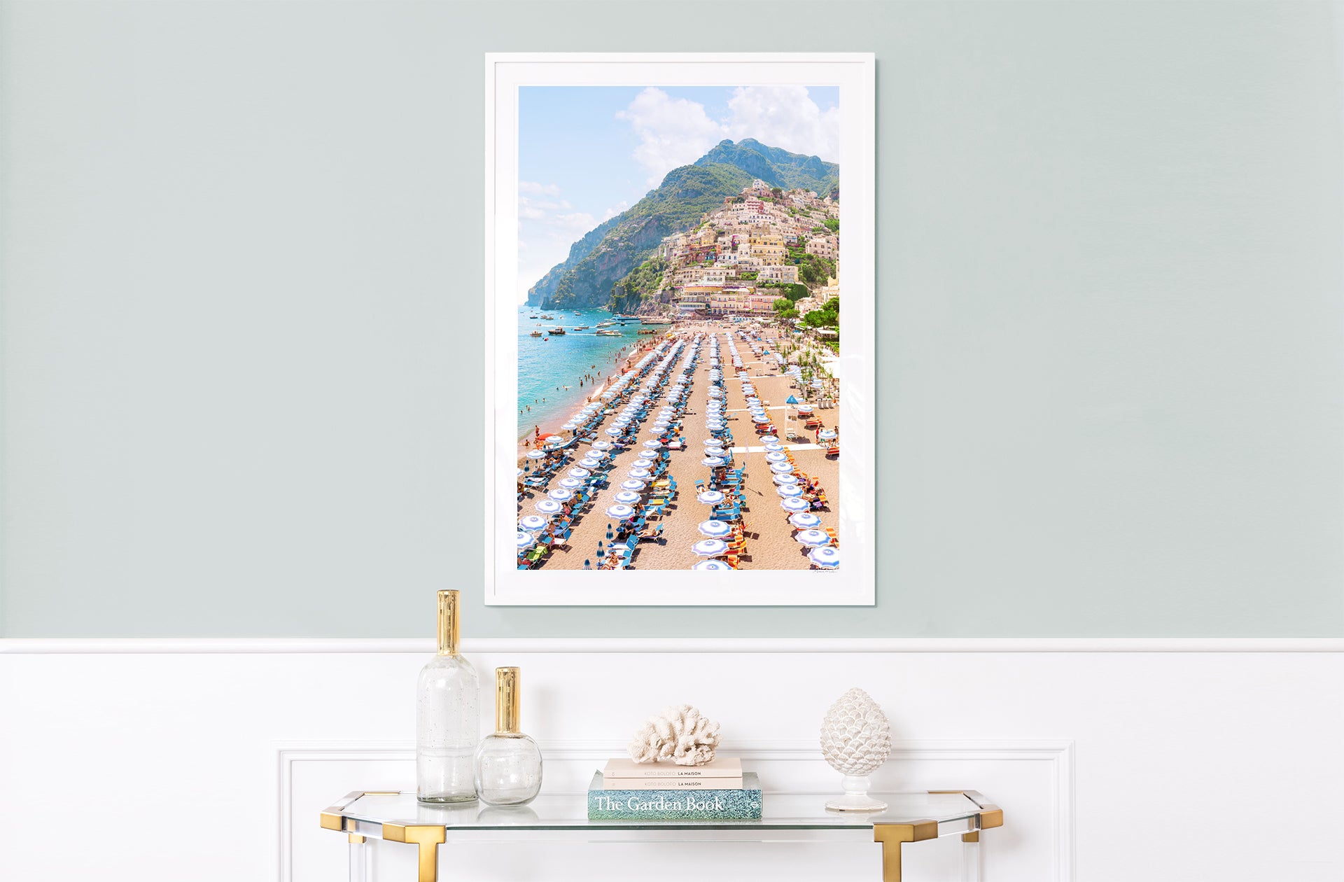 Positano Blue Umbrellas Vertical