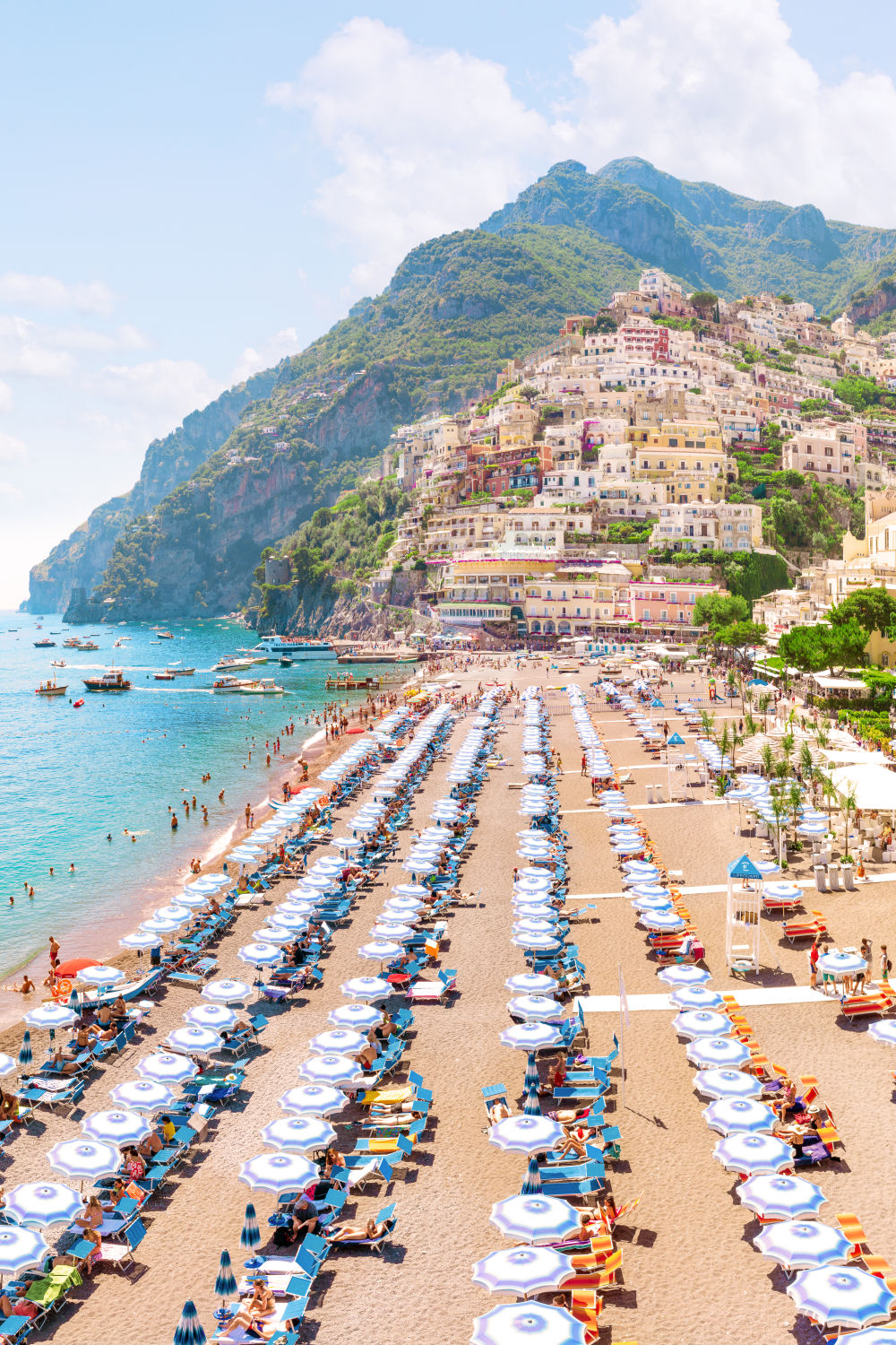 Positano Blue Umbrellas Vertical