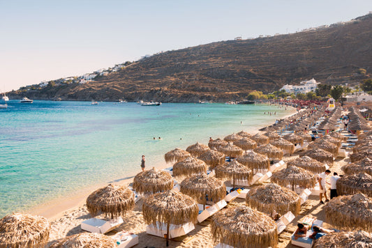 Psarou Beach Umbrellas, Mykonos, Greece