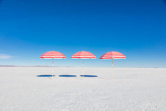 Product image for Red and White Striped Umbrellas II