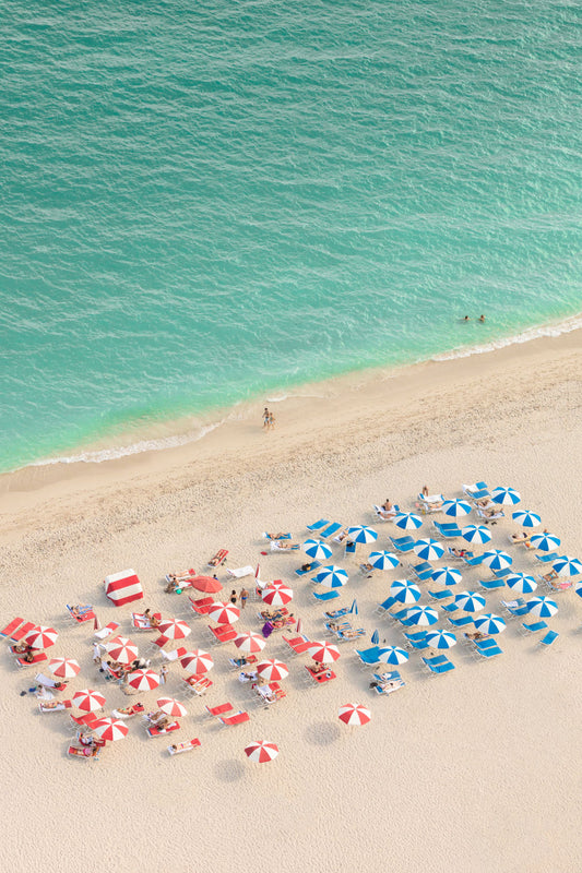 Red and Blue Striped Umbrellas