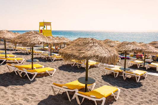 Santorini Yellow Beach Chairs, Greece