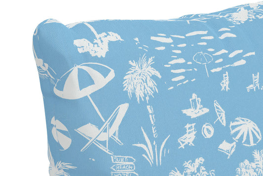 The Beach Toile Pillow, Blue