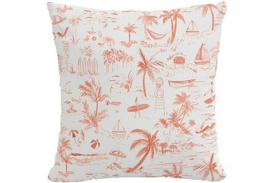 Product image for The Beach Toile Pillow, Coral