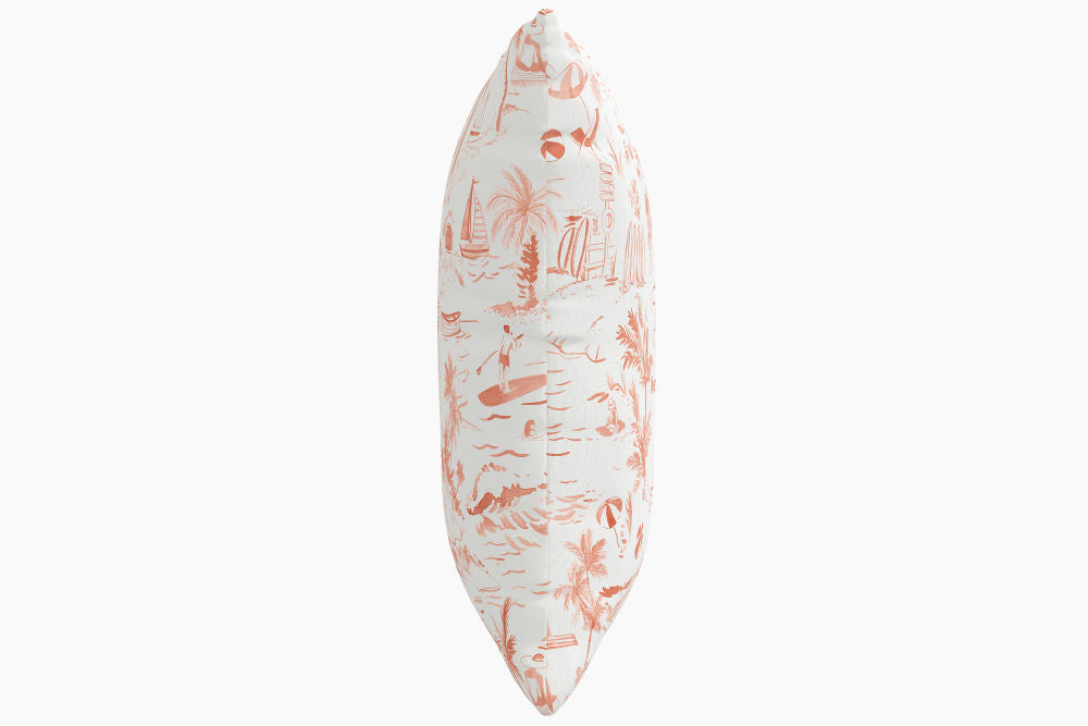 The Beach Toile Pillow, Coral