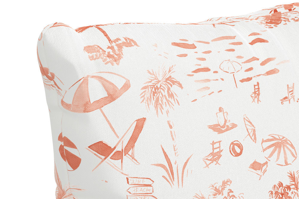 The Beach Toile Pillow, Coral