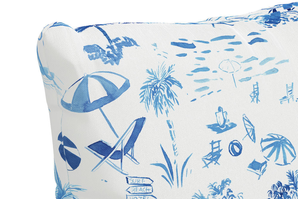 The Beach Toile Pillow, Navy