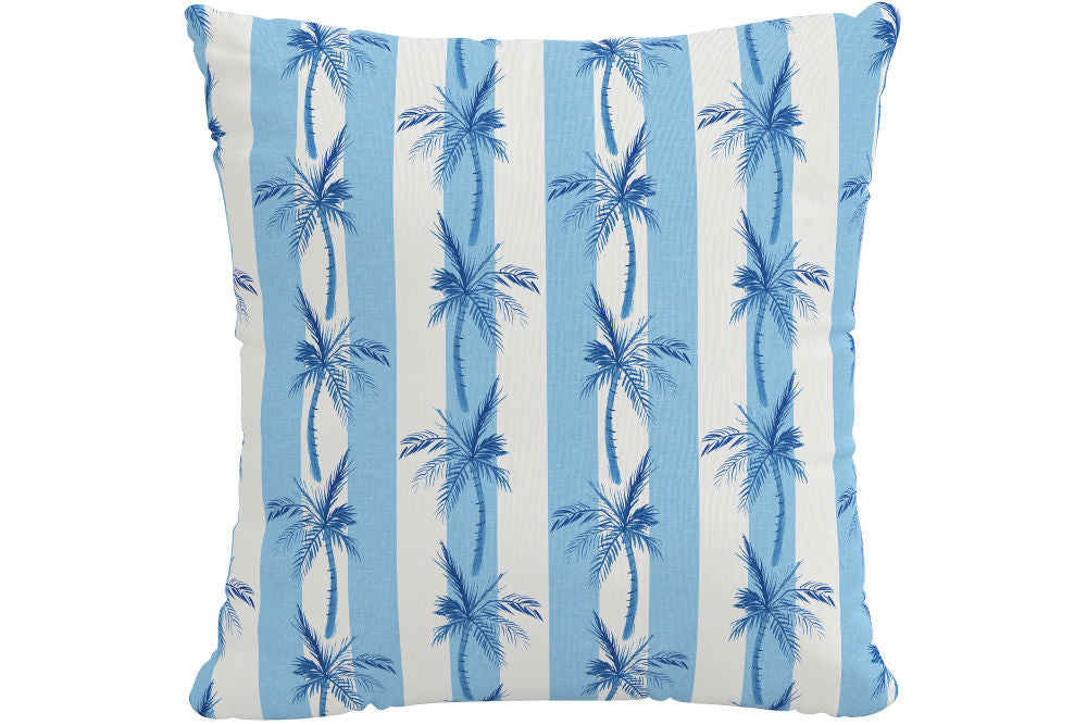 The Cabana Stripe Palms Pillow, Blue