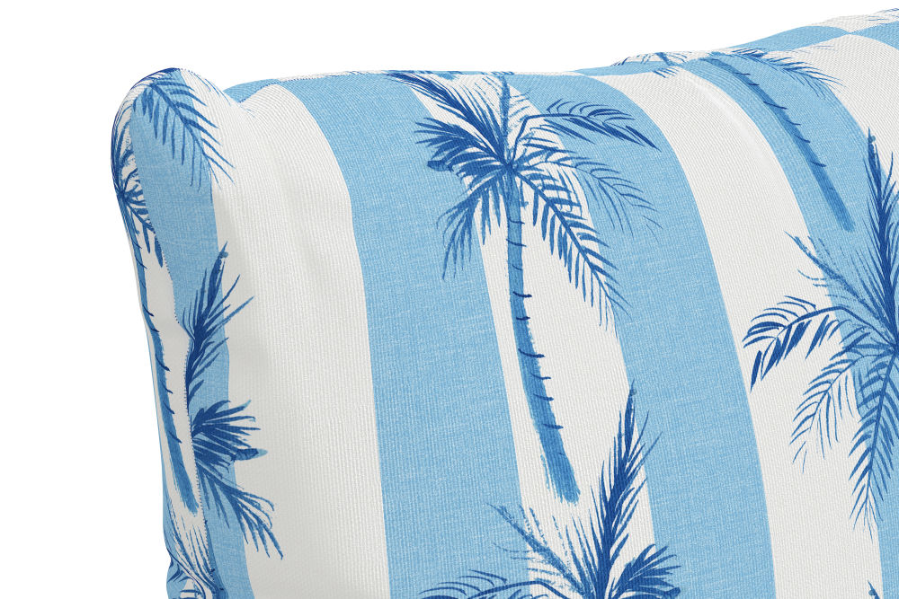 The Cabana Stripe Palms Pillow, Blue