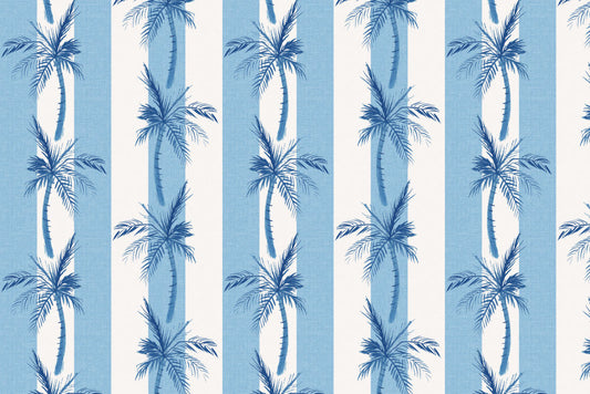 The Cabana Stripe Palms Pillow, Blue