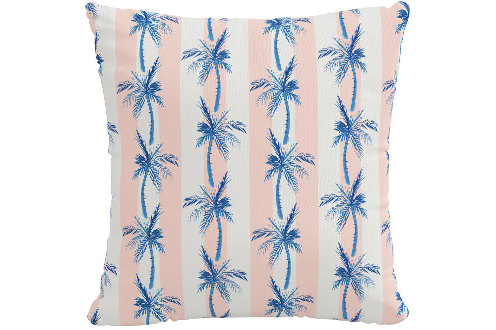 The Cabana Stripe Palms Pillow, Coral