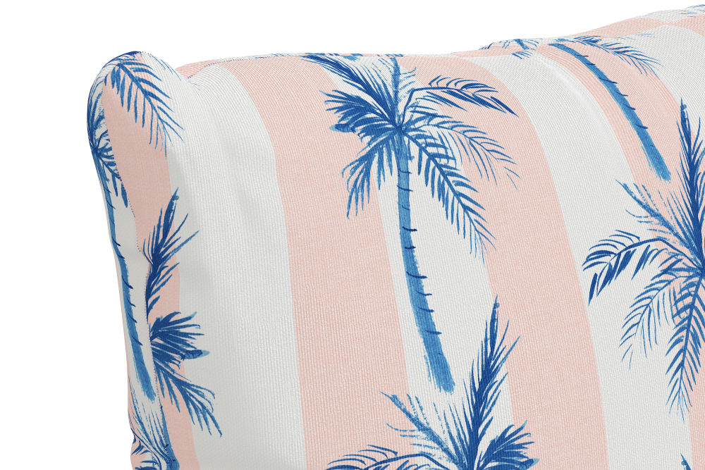 The Cabana Stripe Palms Pillow, Coral