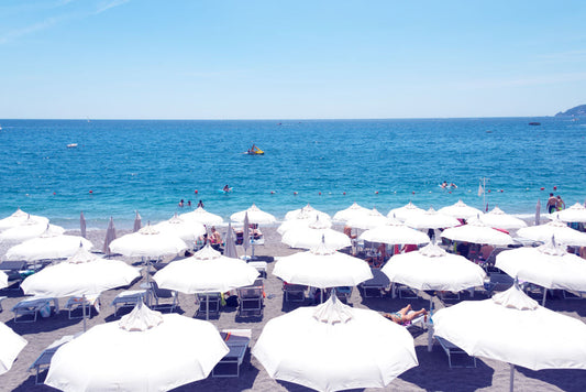 Amalfi Beach White Umbrellas