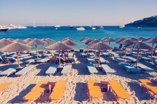 Mykonos Blue and Orange Umbrellas