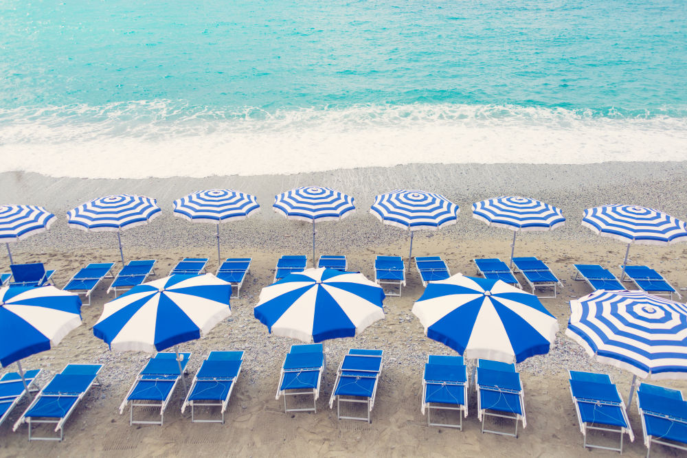 Navy and White Striped Umbrellas