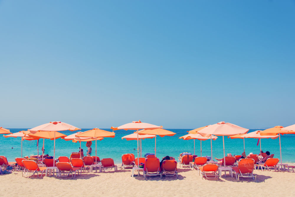 Naxos Island Orange Umbrellas