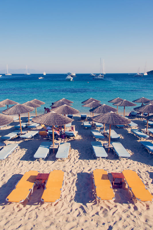 Psarou Beach Umbrellas Vertical, Mykonos