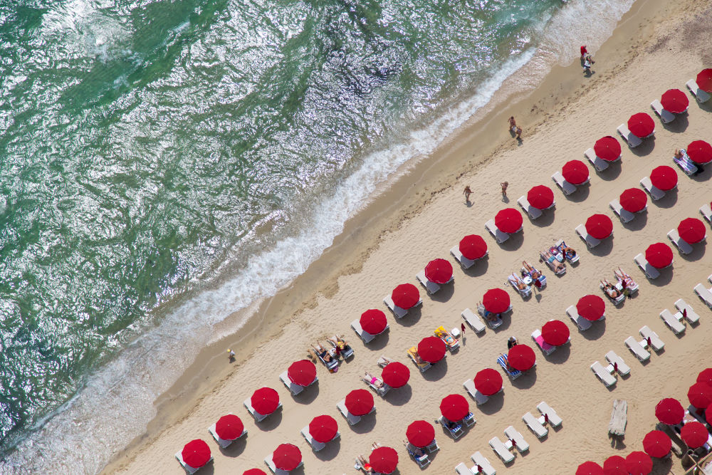 St. Tropez Bright Red Umbrellas